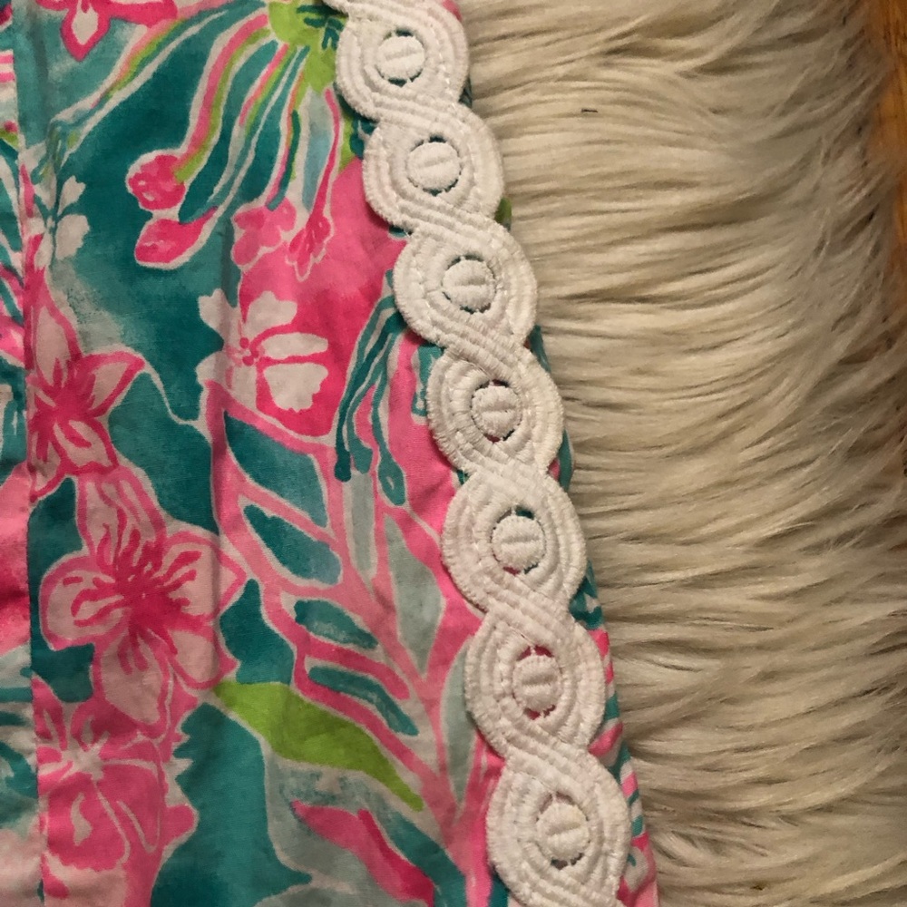 Lilly Putlizer Floral Crochet Bow Tie Pink Multicolor Sleeveless Sheath Dress 2 - Picture 4 of 11